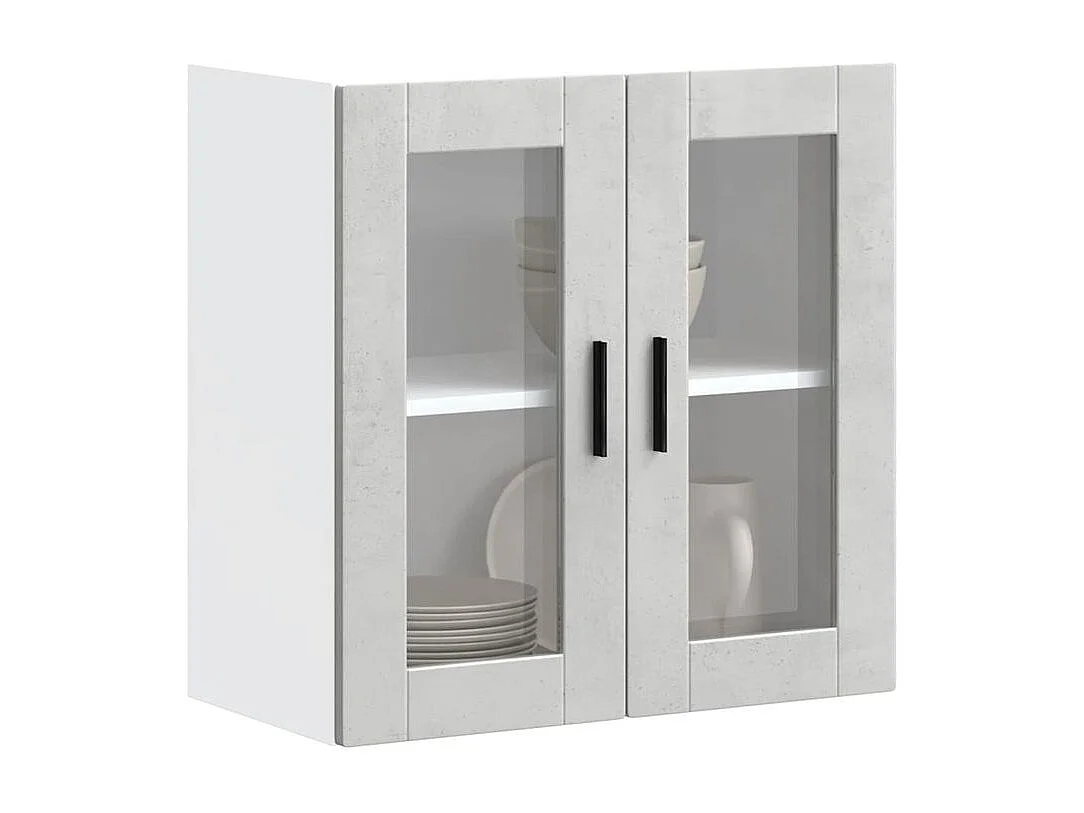 Armoire murale de cuisine avec porte en verre Porto gris béton