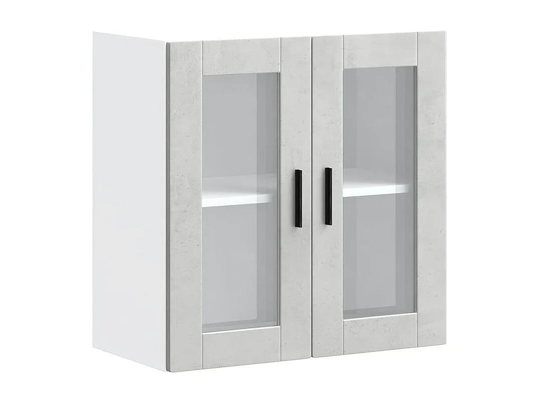 Armoire murale de cuisine avec porte en verre Porto gris béton