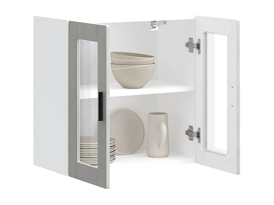 Armoire murale de cuisine avec porte en verre Porto gris béton