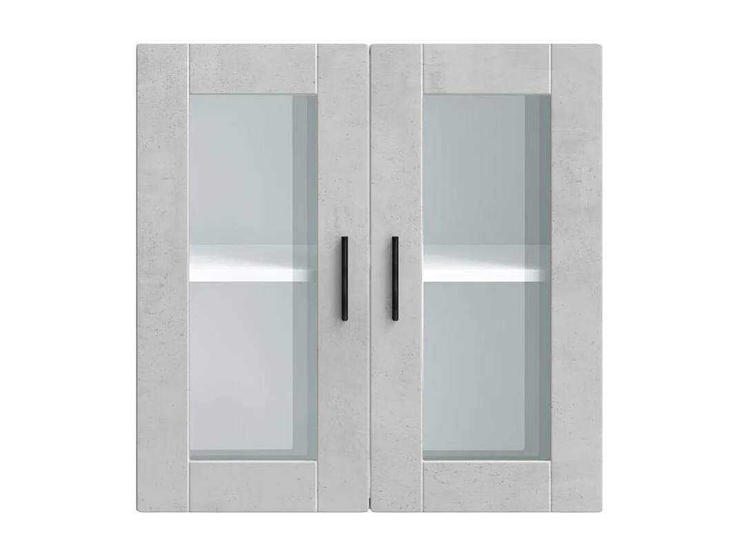 Armoire murale de cuisine avec porte en verre Porto gris béton