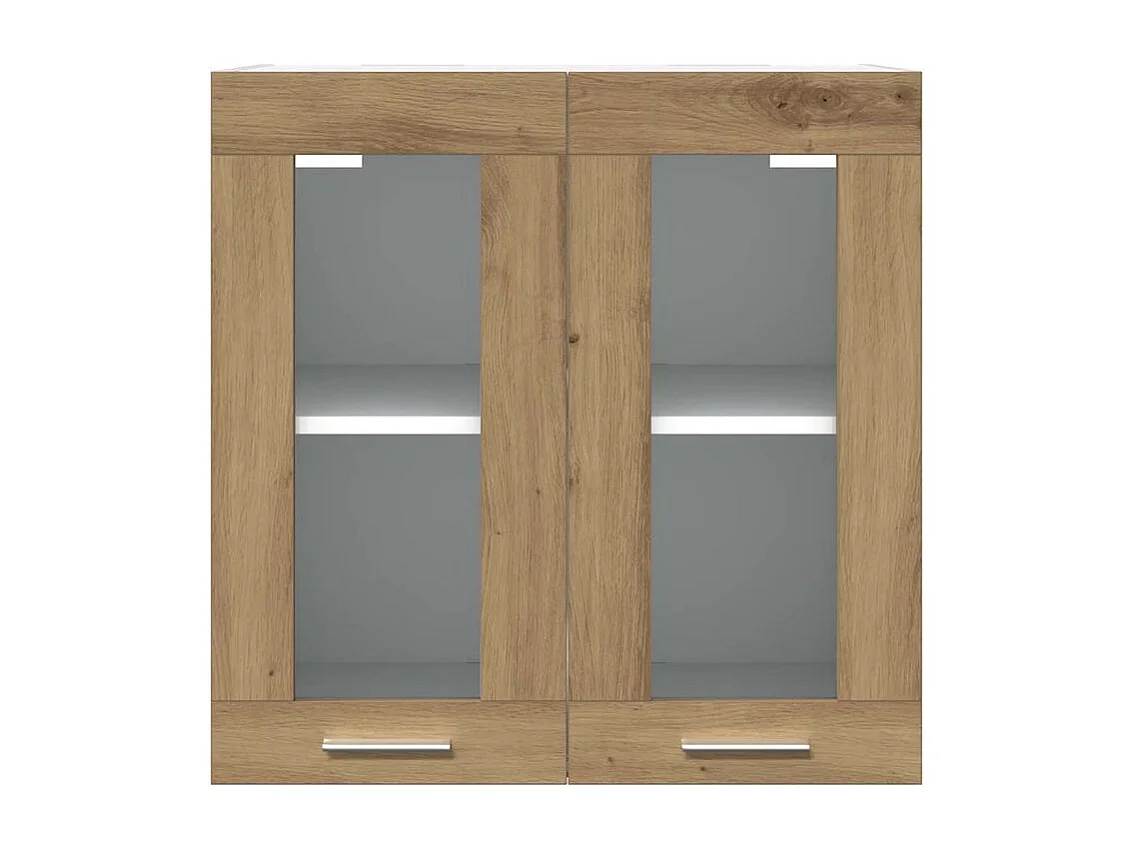 Armoire murale de cuisine avec porte en verre chêne artisanal