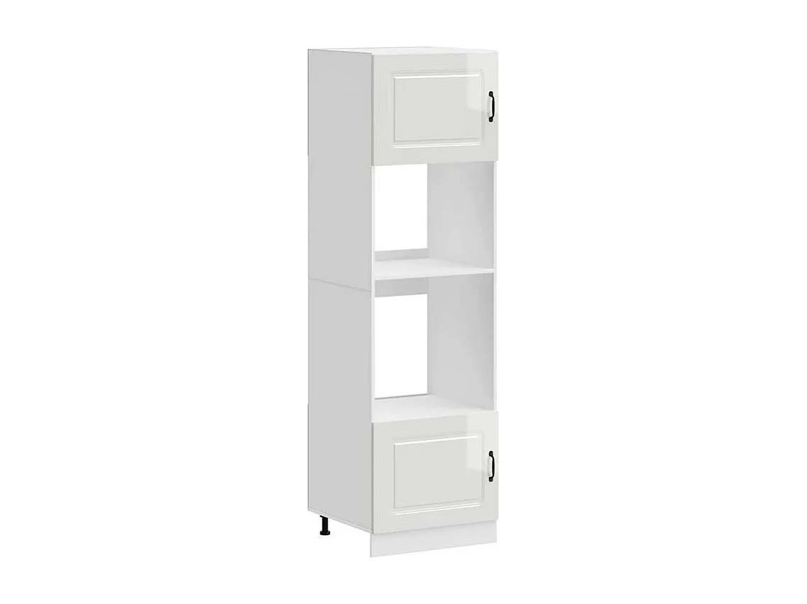 Armoire de four 2 pc Lucca blanc brillant bois d'ingénierie