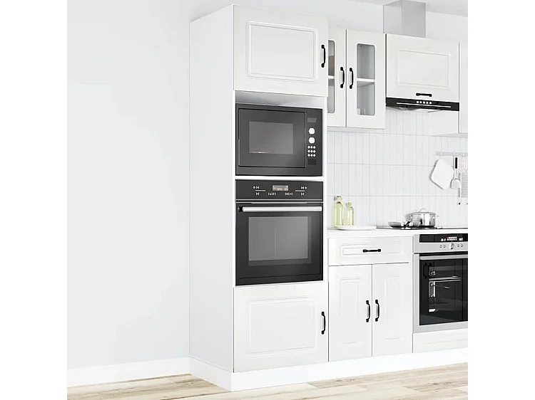 Armoire de four 2 pc Lucca blanc brillant bois d'ingénierie