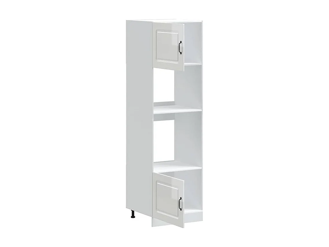 Armoire de four 2 pc Lucca blanc brillant bois d'ingénierie
