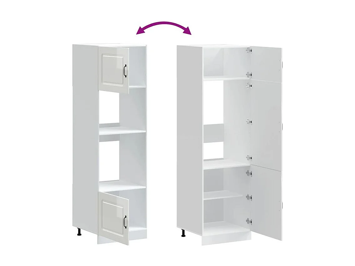 Armoire de four 2 pc Lucca blanc brillant bois d'ingénierie