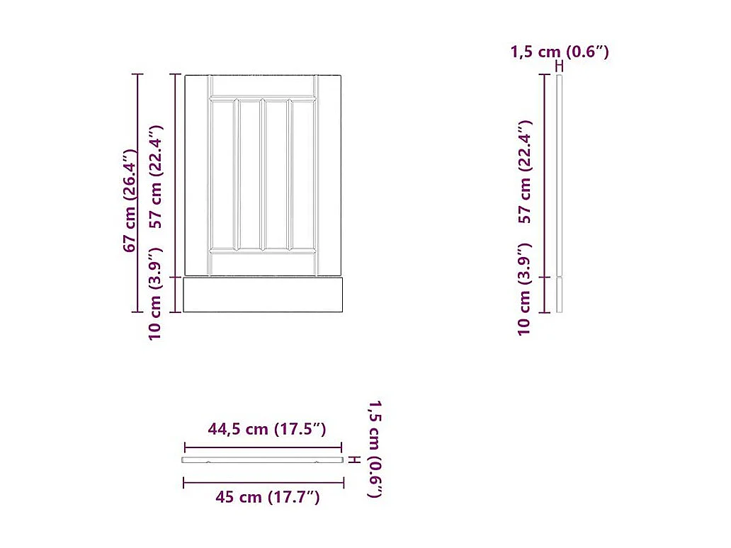 Panneau de lave-vaisselle Lucca noir bois d'ingénierie