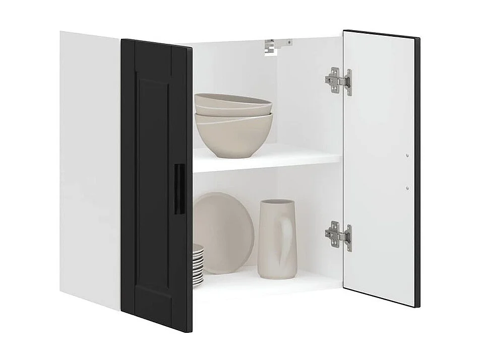 Armoire murale de cuisine Porto noir bois d'ingénierie