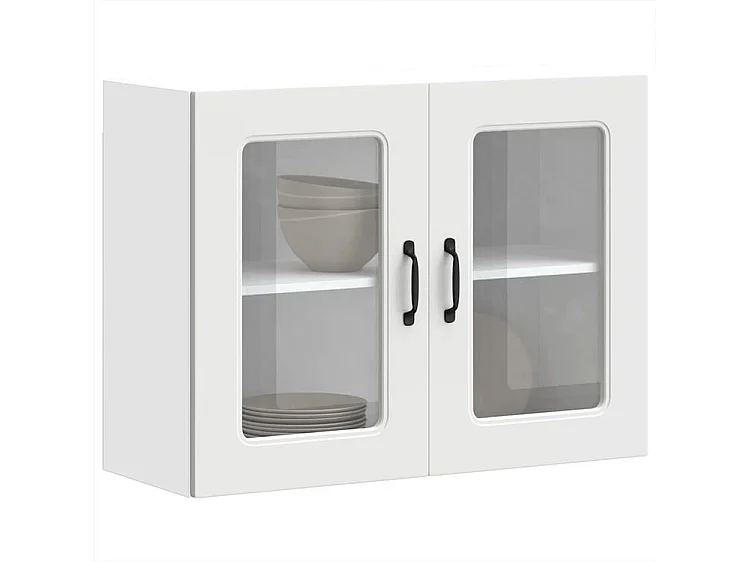Armoire murale de cuisine avec porte en verre Kalmar blanc