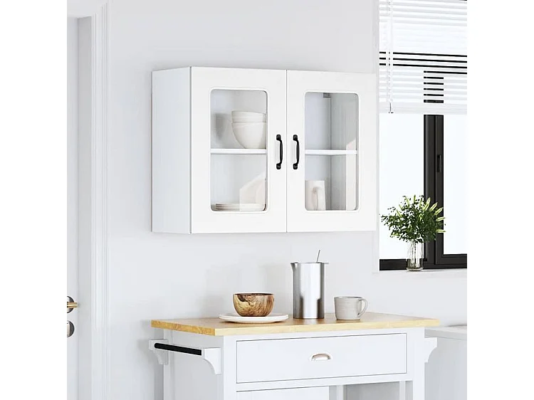 Armoire murale de cuisine avec porte en verre Kalmar blanc