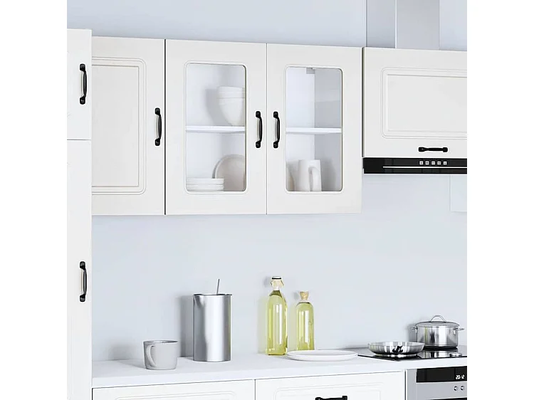 Armoire murale de cuisine avec porte en verre Kalmar blanc