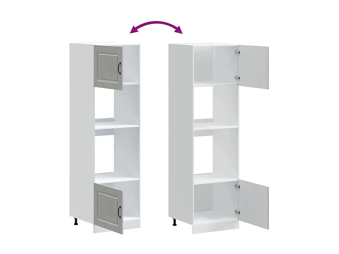 Armoire de four 2 pc Lucca gris béton bois d'ingénierie