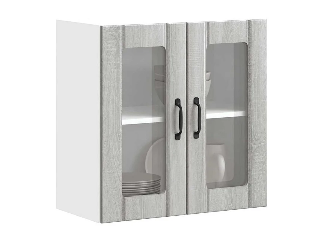 Armoire murale de cuisine et porte en verre Lucca sonoma gris