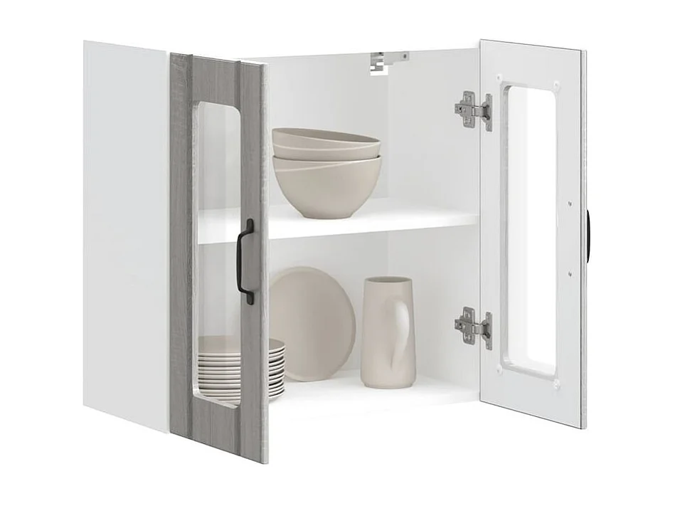 Armoire murale de cuisine et porte en verre Lucca sonoma gris