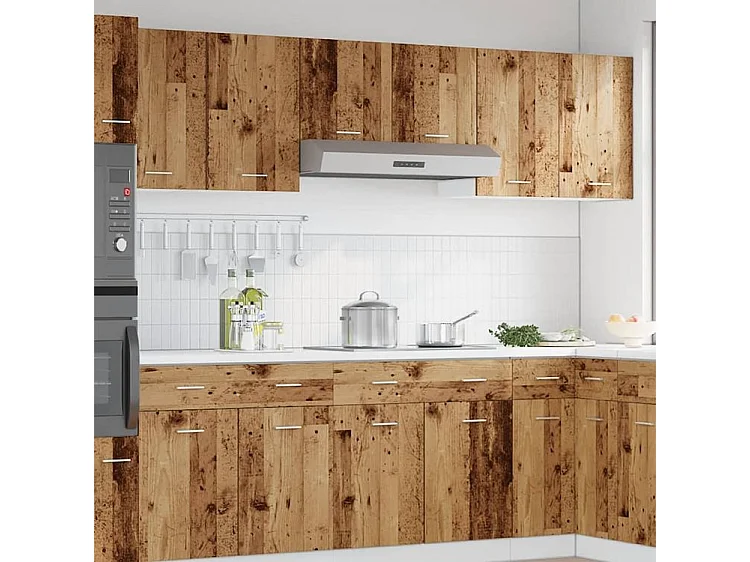Armoire suspendue 2 pc vieux bois 50x31x60 bois ingénierie