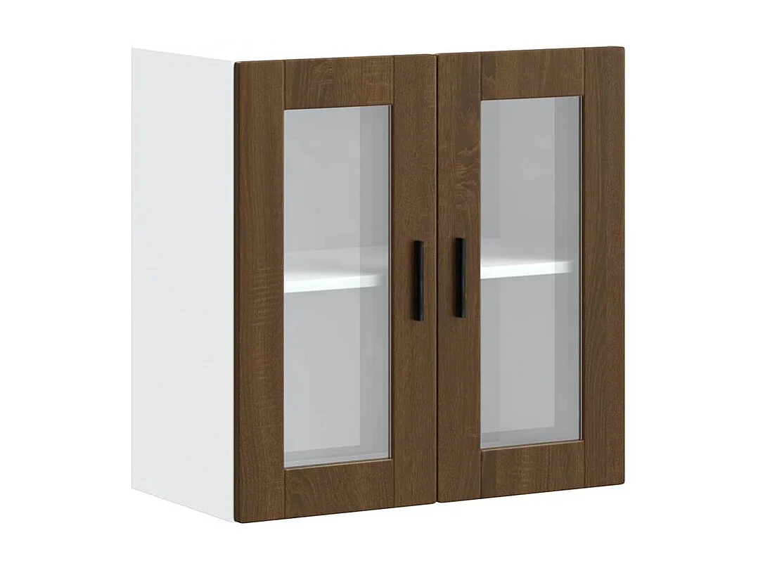 Armoire murale de cuisine et porte en verre Porto chêne marron