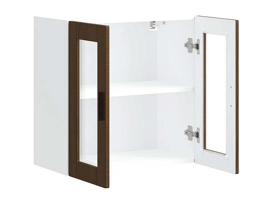 Armoire murale de cuisine et porte en verre Porto chêne marron