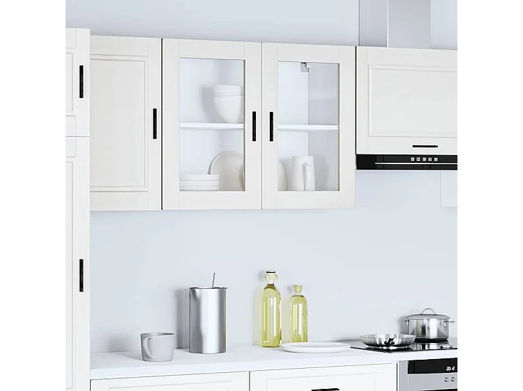 Armoire murale de cuisine avec porte en verre Porto blanc