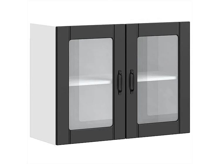 Armoire murale de cuisine avec porte en verre Lucca noir