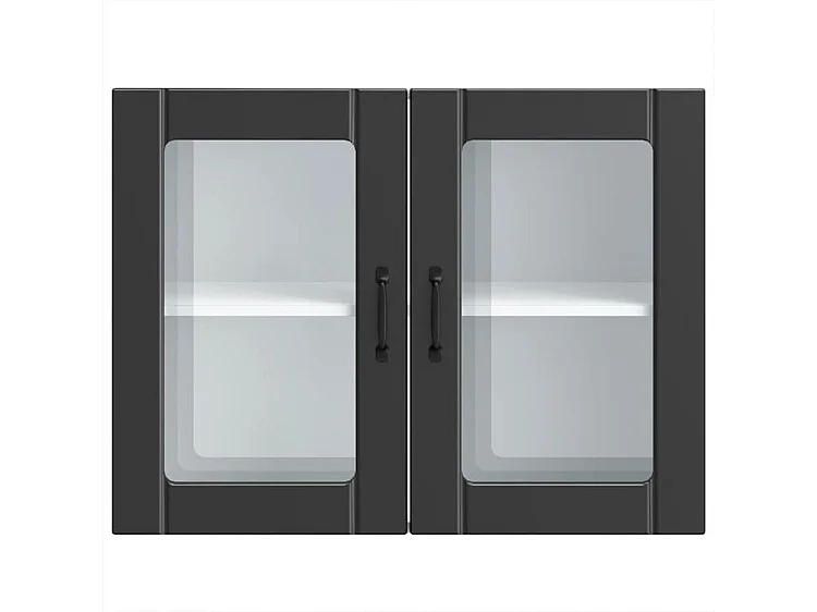 Armoire murale de cuisine avec porte en verre Lucca noir