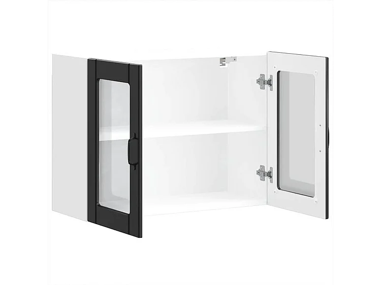 Armoire murale de cuisine avec porte en verre Lucca noir
