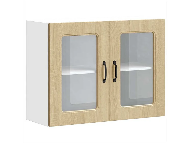 Armoire murale de cuisine et porte en verre Kalmar chêne sonoma