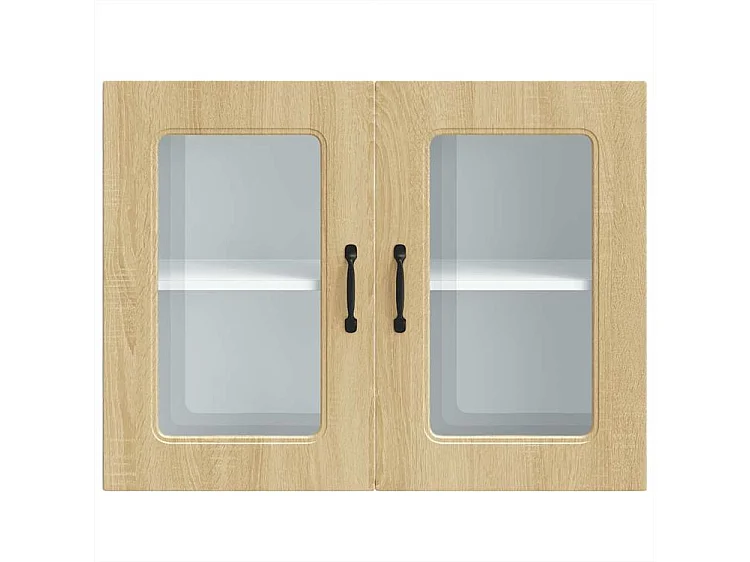 Armoire murale de cuisine et porte en verre Kalmar chêne sonoma