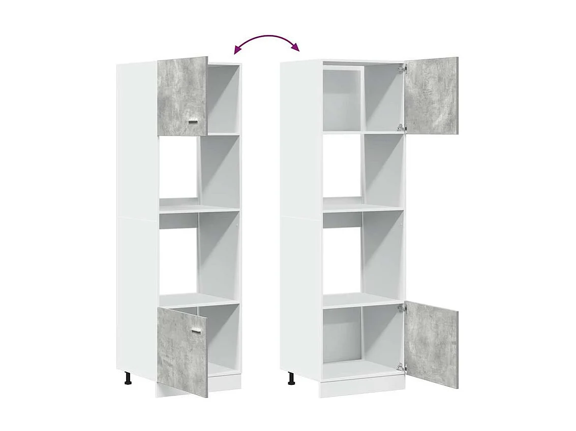 Armoire à micro-onde Gris béton 60x57x207