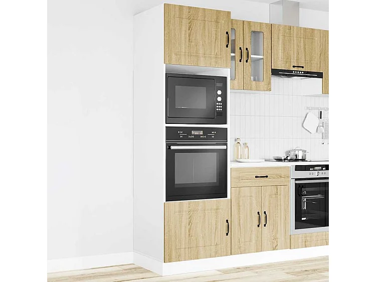 Armoire de four 2 pc Lucca chêne sonoma bois d'ingénierie