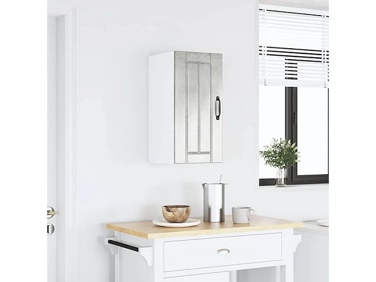 Armoire murale de cuisine Lucca gris béton bois ingénierie