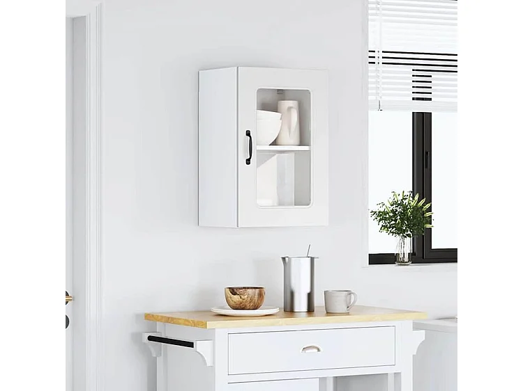 Armoire murale de cuisine avec porte en verre Kalmar blanc