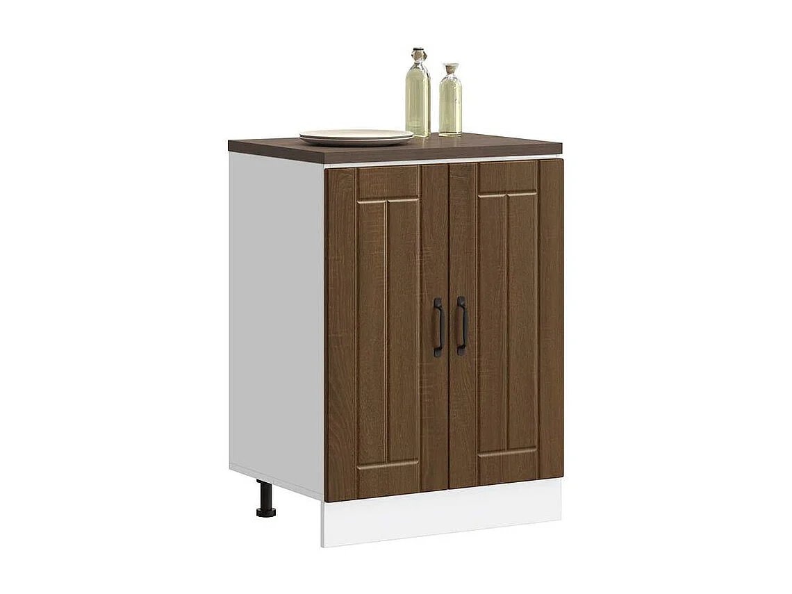 Meuble de base de lavabo Lucca chêne marron bois d'ingénierie