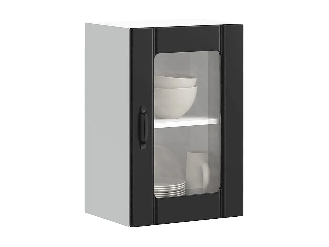 Armoire murale de cuisine avec porte en verre Lucca noir