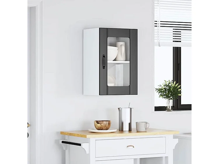 Armoire murale de cuisine avec porte en verre Lucca noir