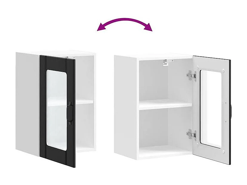 Armoire murale de cuisine avec porte en verre Lucca noir