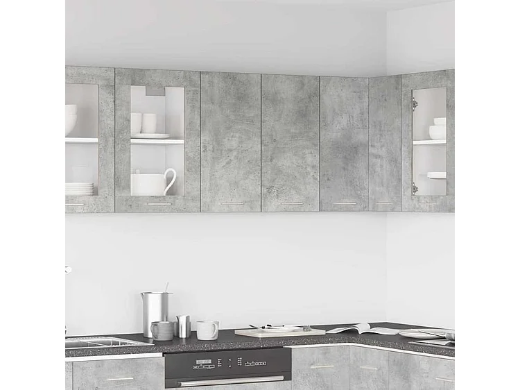 Armoire murale cuisine gris béton 60x31x60 bois d'ingénierie