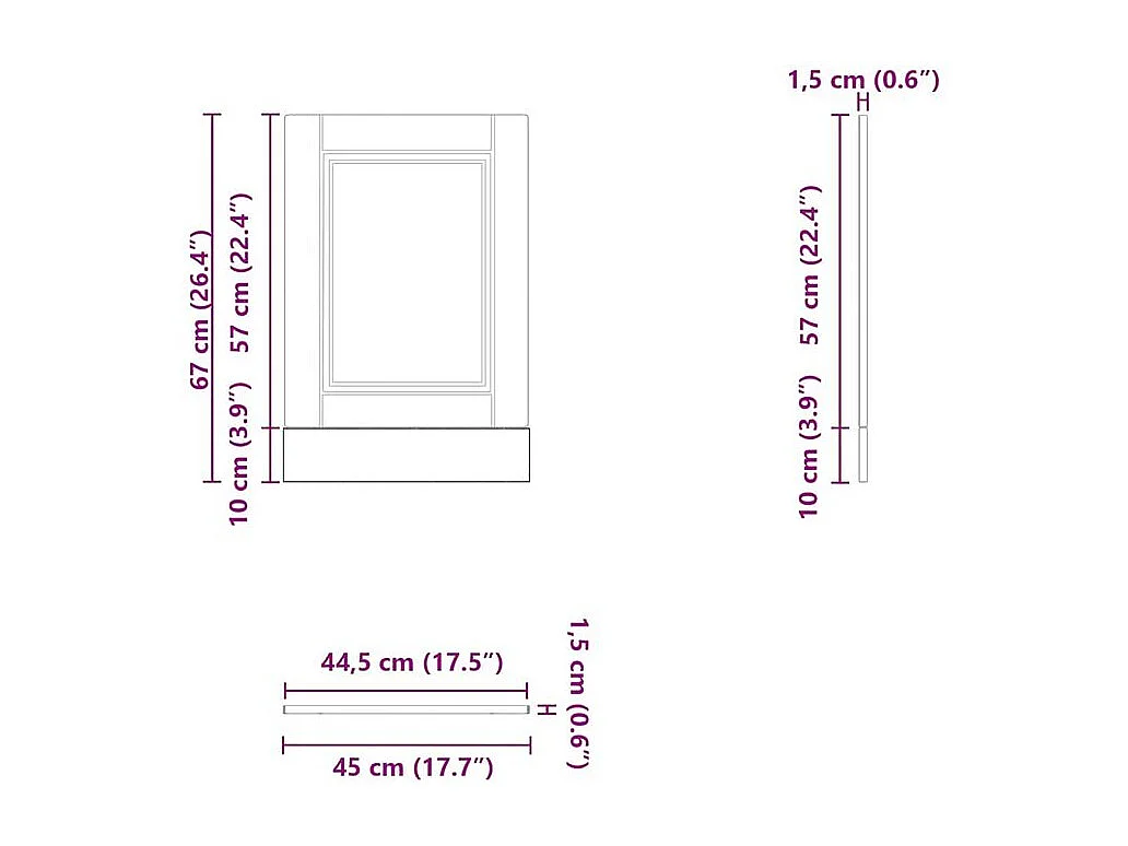 Panneau de lave-vaisselle Porto blanc 45x1,5x67