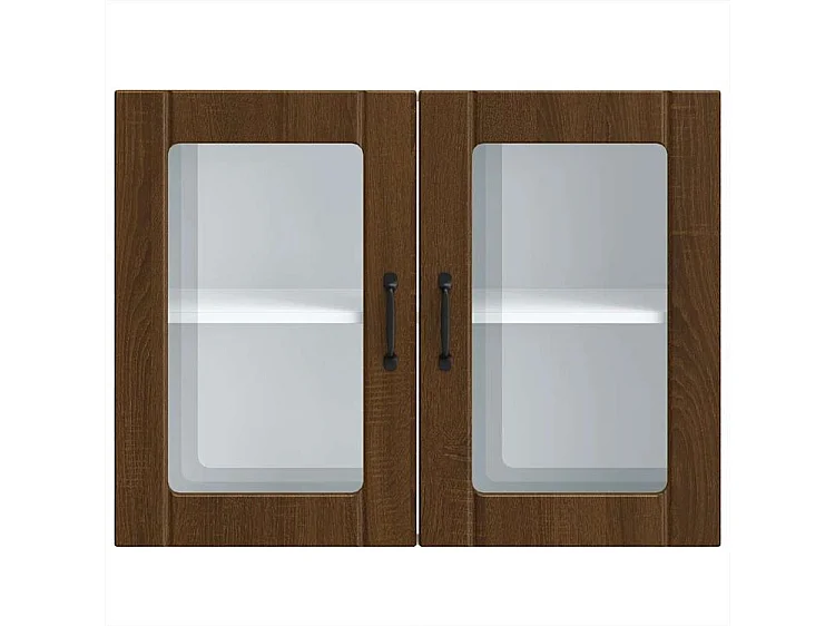 Armoire murale de cuisine et porte en verre Lucca chêne marron