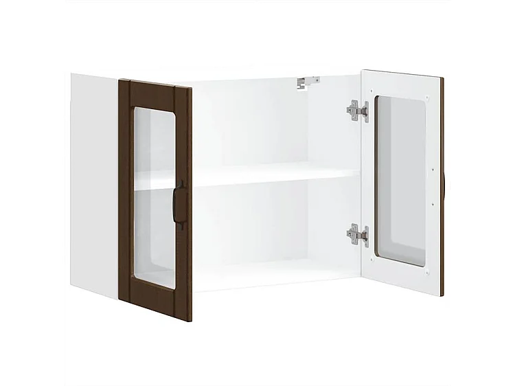 Armoire murale de cuisine et porte en verre Lucca chêne marron