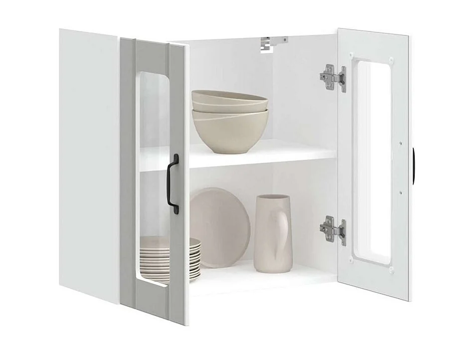 Armoire murale de cuisine avec porte en verre Lucca blanc