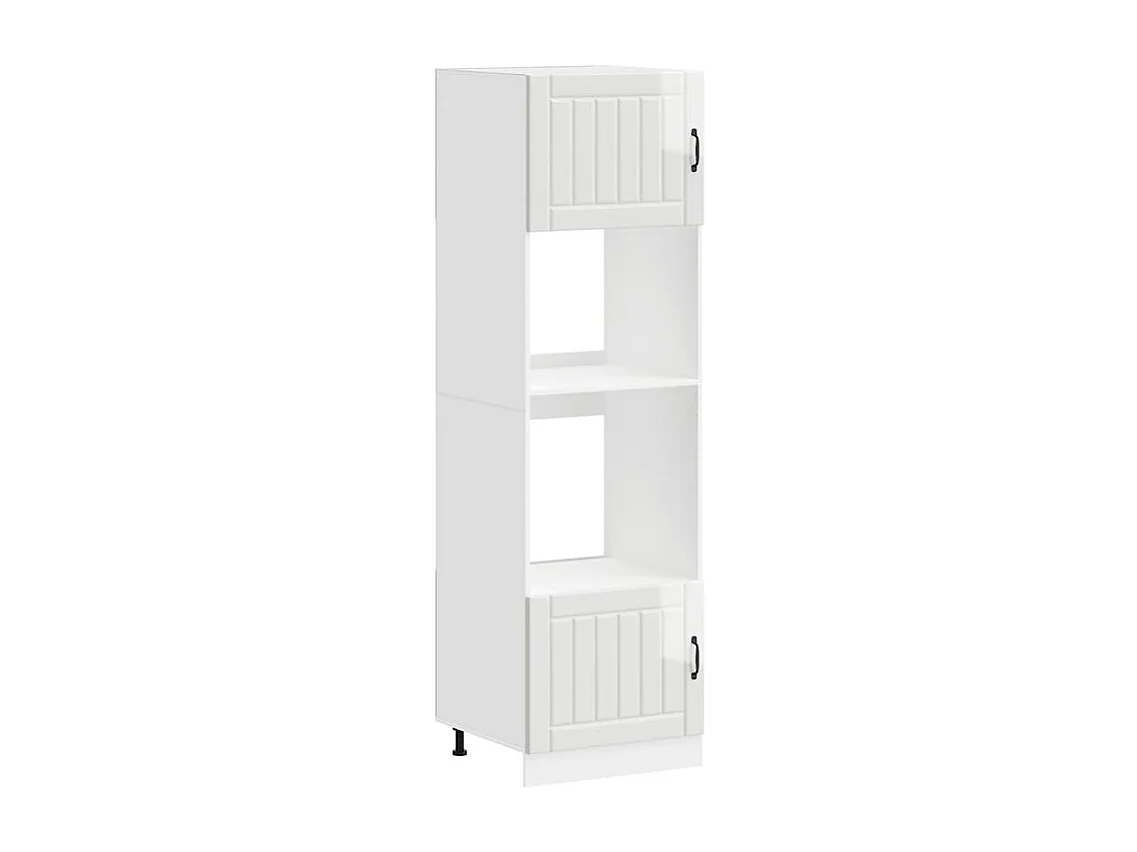 Armoire de four 2 pc Kalmar blanc brillant bois d'ingénierie