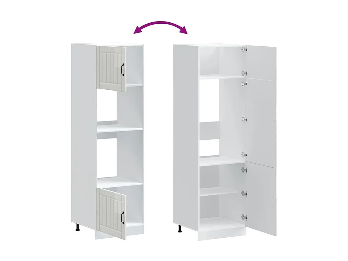 Armoire de four 2 pc Kalmar blanc brillant bois d'ingénierie