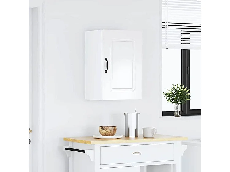 Armoire murale de cuisine Kalmar blanc brillant bois ingénierie