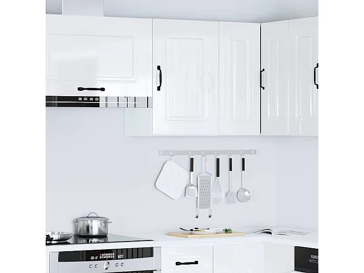 Armoire murale de cuisine Kalmar blanc brillant bois ingénierie