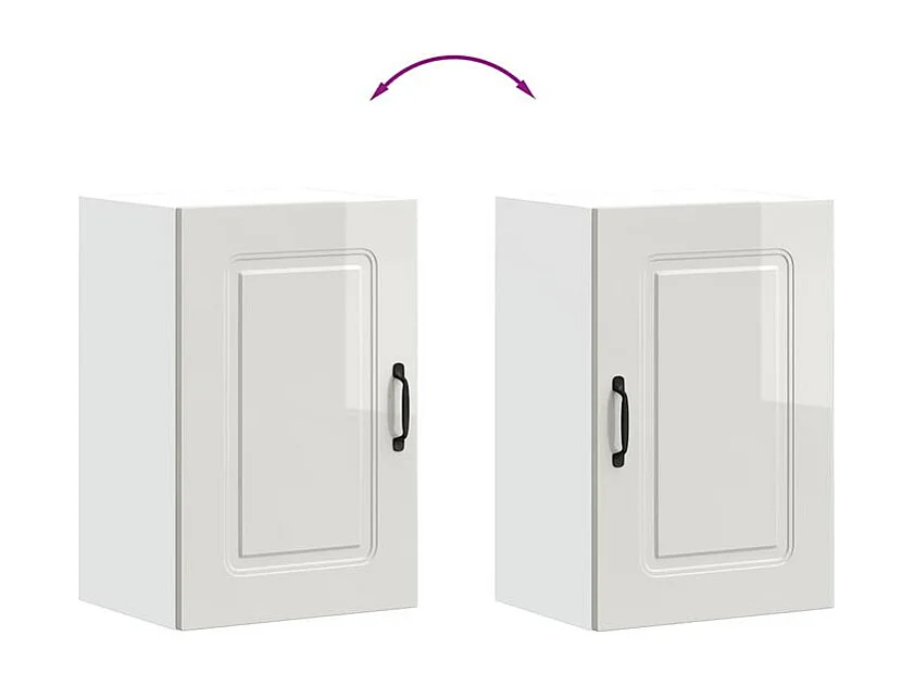 Armoire murale de cuisine Kalmar blanc brillant bois ingénierie
