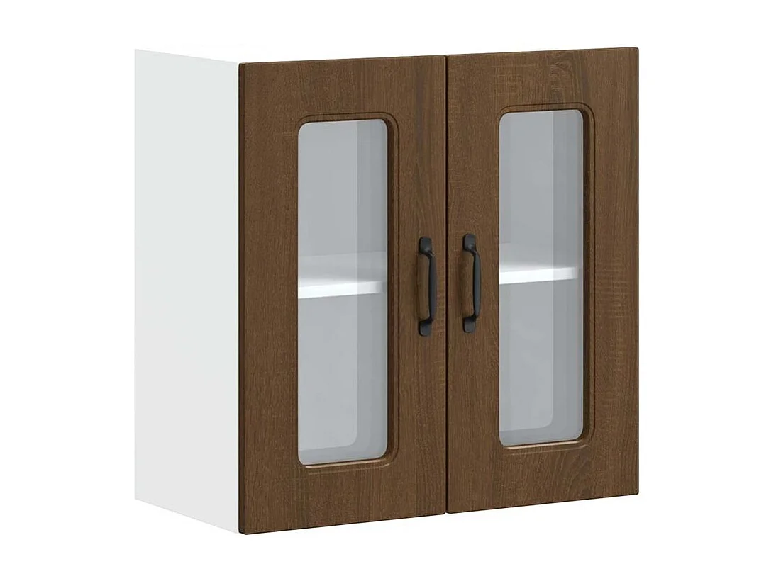 Armoire murale de cuisine et porte en verre Kalmar chêne marron