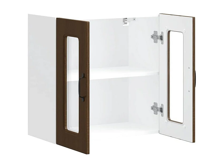 Armoire murale de cuisine et porte en verre Kalmar chêne marron