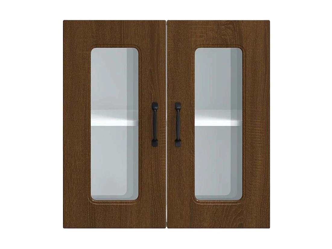 Armoire murale de cuisine et porte en verre Kalmar chêne marron
