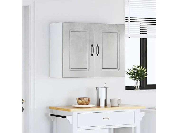Armoire murale de cuisine Kalmar gris béton bois d'ingénierie