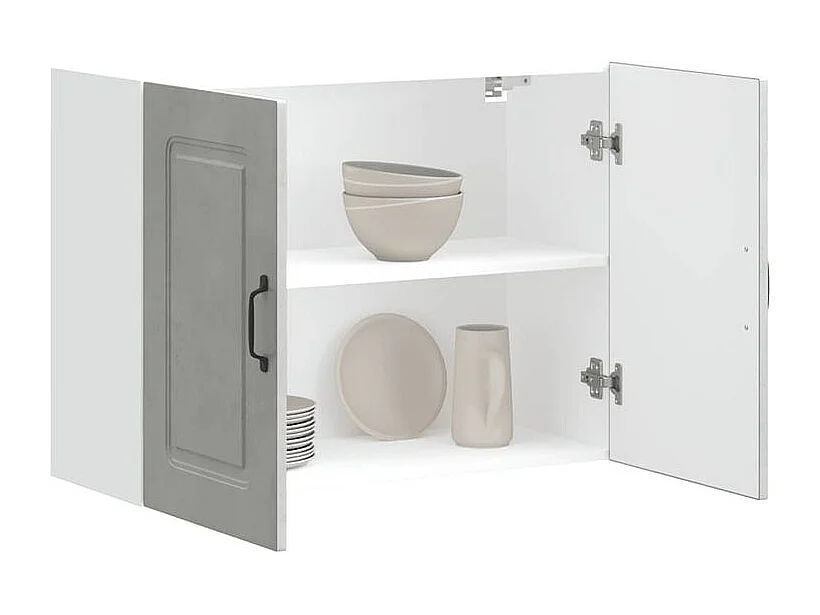 Armoire murale de cuisine Kalmar gris béton bois d'ingénierie