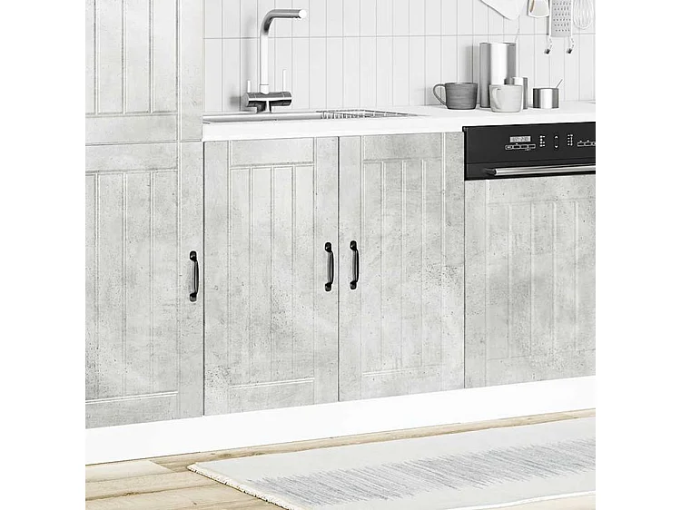 Meuble de base de lavabo Lucca gris béton bois ingénierie